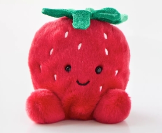 Pink florist’s choice seasonal floral gift set in strawberry gift box with strawberry plush by Flowers by Bethany Leigh florist